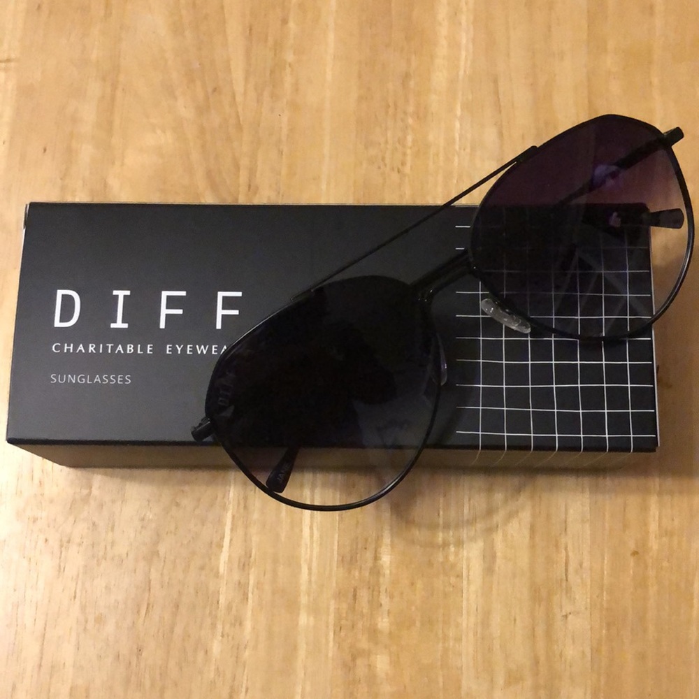 DIFF Jane Matte Black Gray Gradient Sharp Aviator Sunglasses NIB. - Picture 10 of 11